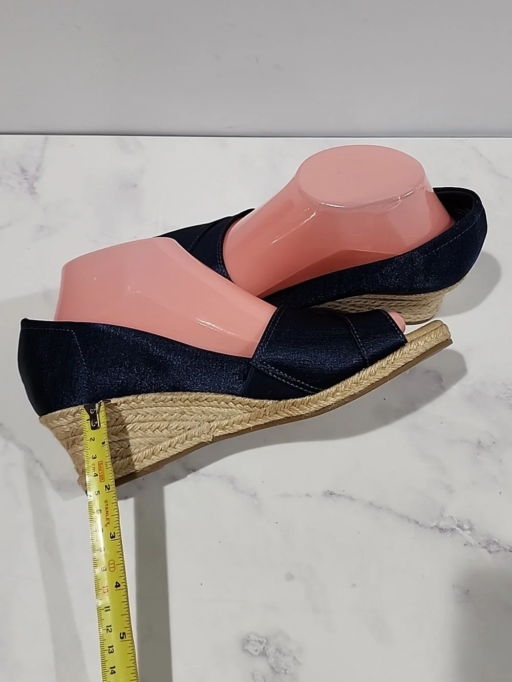Easy Street Dark Blue Elegant Wedge Sandals